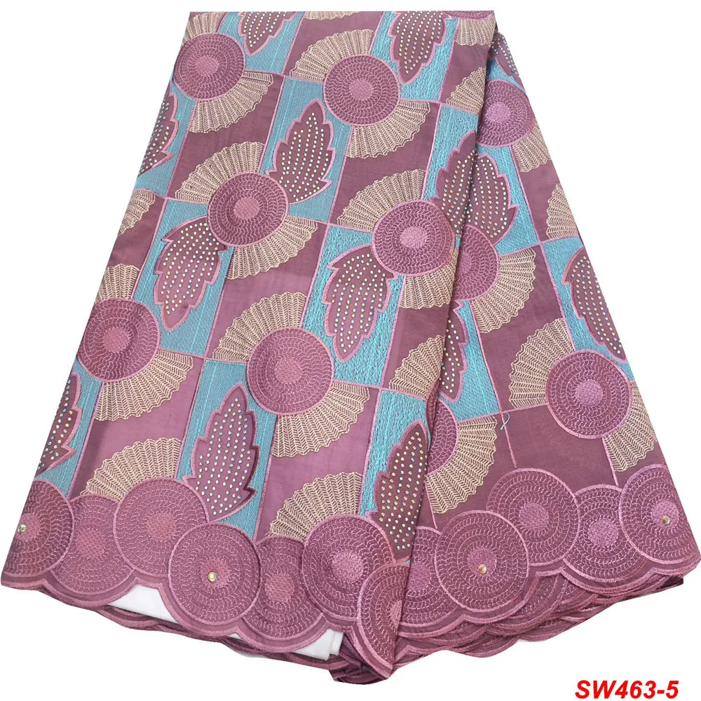 Высококачественная Африканская Хлопковая кружевная ткань с камнями швейцарская