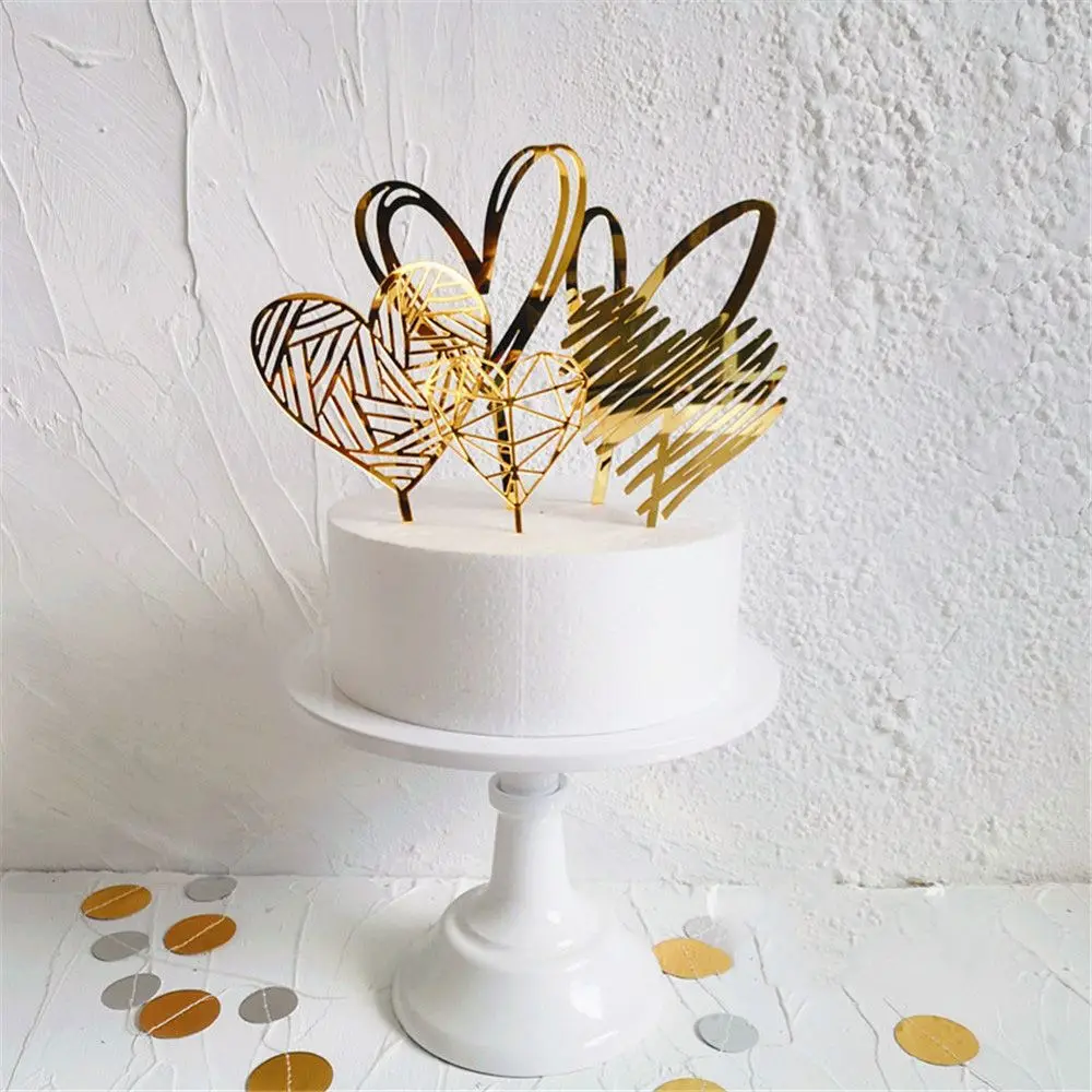 Золотая акриловая чашка Топпер для торта в форме сердца &quotсделай сам&quot