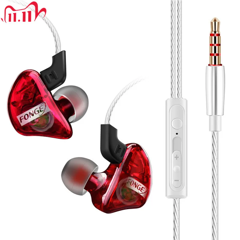 Оригинальные 3 5 мм Fonge T01 прозрачные наушники в ухо сабвуфер стерео бас с