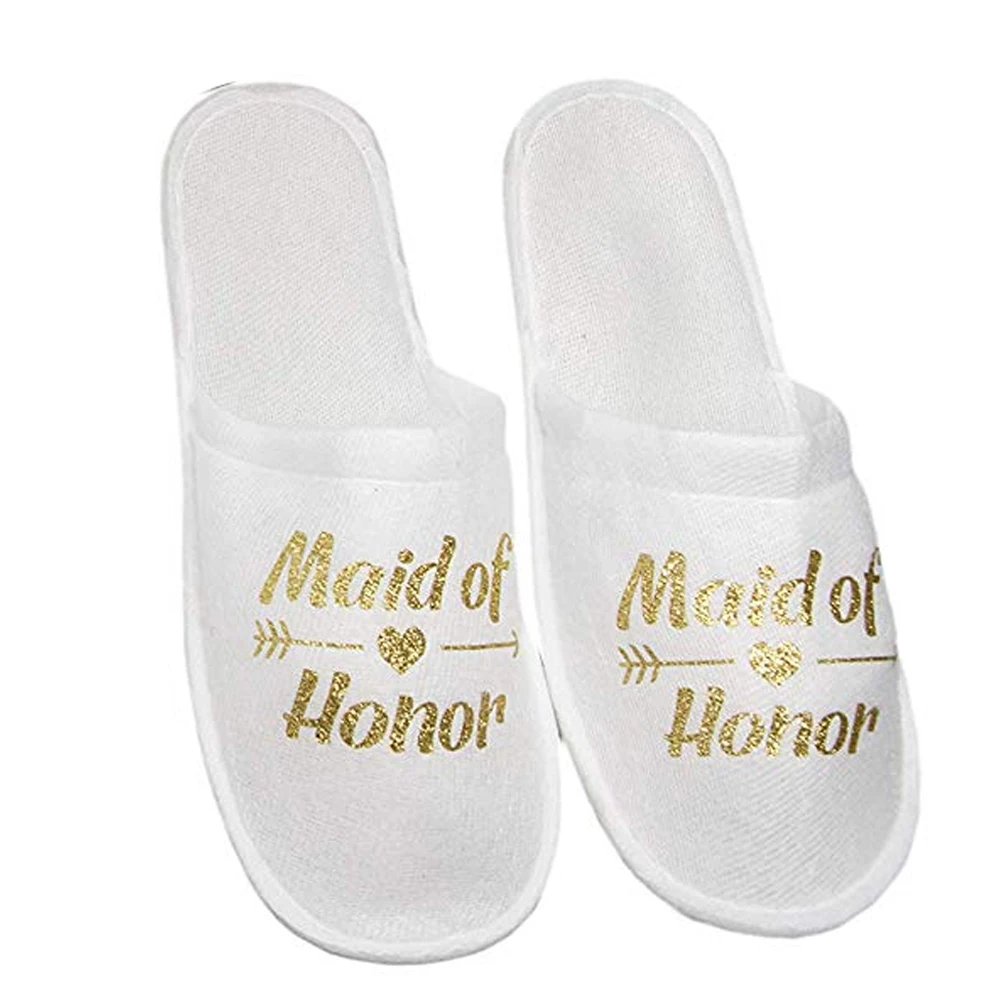 

Easy Matching Slippers Travel Party Universal Breathable Hotel Hot Stamping Spa Multipurpose Disposable White Soft Portable