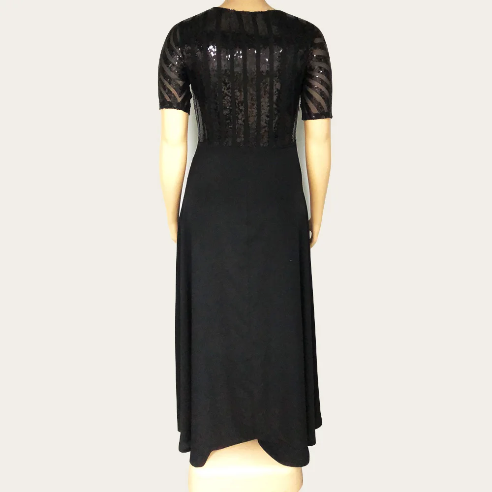 Сексуальное женское платье с блестками элегантное одноцветное размера плюс