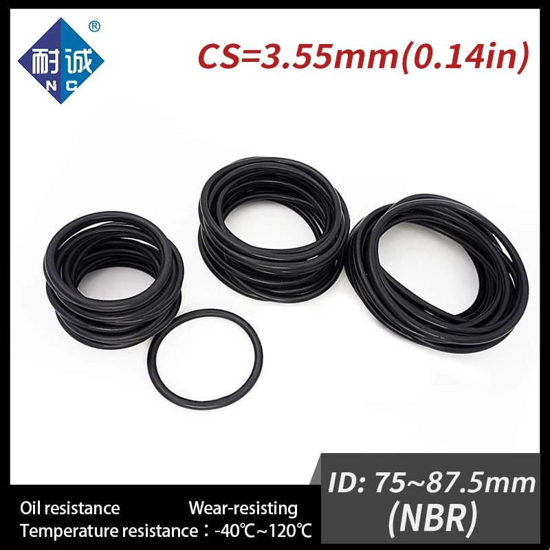 5 шт./лот резиновый черный NBR cs3.55 мм ID75/77 5/80/82.5/85/87.5 уплотнительное кольцо прокладка