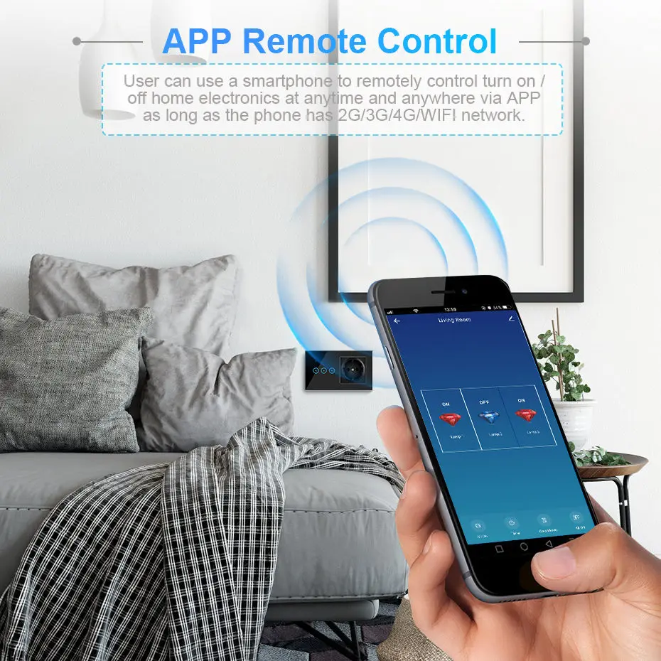 Tuya Smart Life ЕС электрическая розетка светодиодный светильник переключатель Wi Fi 220V
