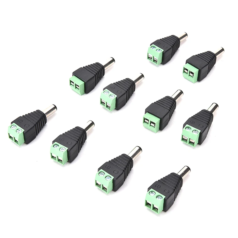 

New 10 Pcs 12V 2.5 x 5.5mm DC Power Male Plug Jack Adapter Connector Plug for CCTV single color LED Light