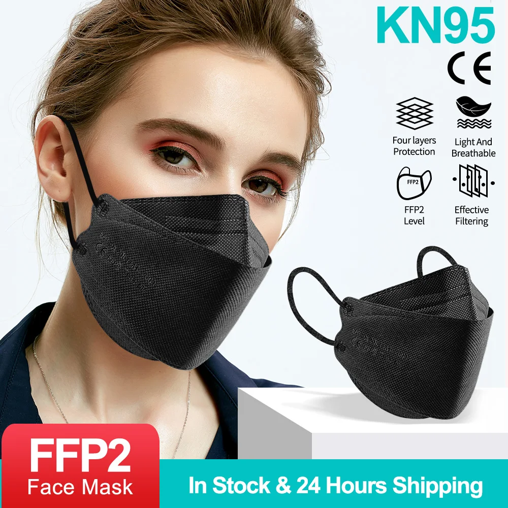 Черная маска с рыбками FPP2 KN95 негра маски Homologada черная респираторная ffp2mask