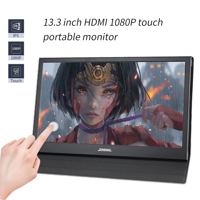 Bestellen 13,3 Inch Touch Tragbare Monitor Für Computer 1080P Hdmi Monitor IPS HDMI 2K Gaming Monitor Für Raspberry Pi PS4 Xbox360 Schalter