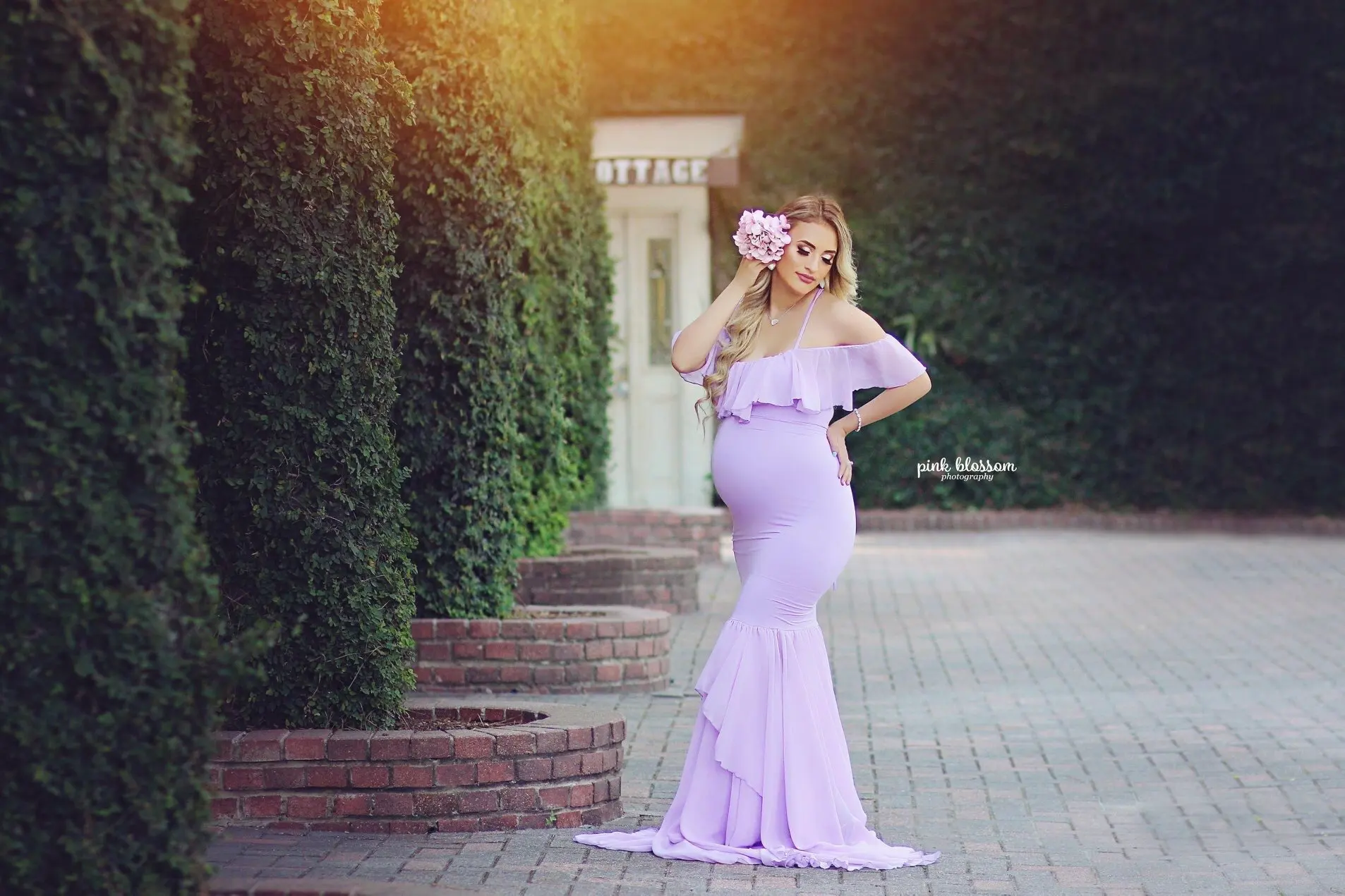 Purple Платья для беременных с плоским плечом для фотосессии; реквизит для беременных; платье для беременных - Цвет: Purple