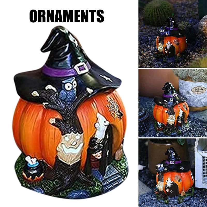 

Новый Хэллоуин тыква дом статуя окрашенные изделия из смолы креативные вечерние реквизит украшение для дома сада двора