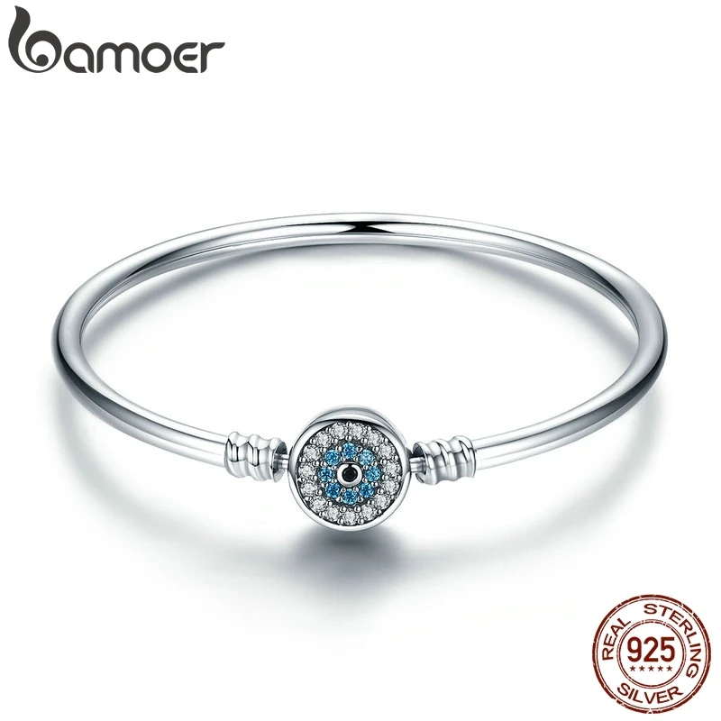 BAMOER, высокое качество, подлинный, 925 пробы, серебряный, голубой, глаза, прозрачный, CZ, змея, цепь, сердце, браслет и браслет, роскошные ювелирные изделия SCB012