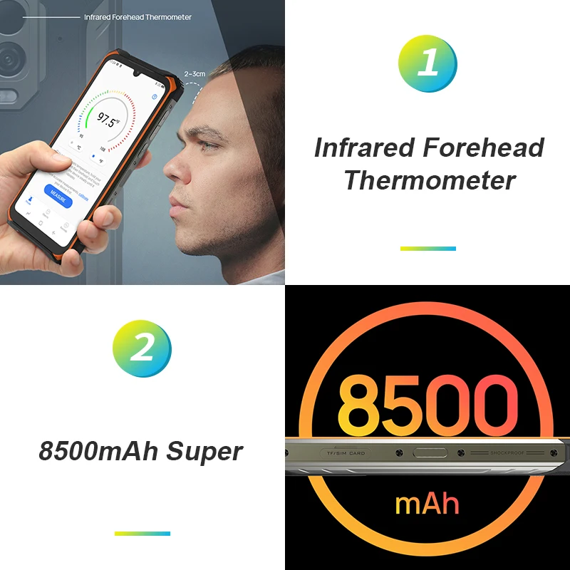 Doogee S86 Pro IP68 Rugged Smartphone Helio P60 Global Bands 8500mAh 6.1'' 8GB+128GB Triple Camera thermometer Mobile Phone