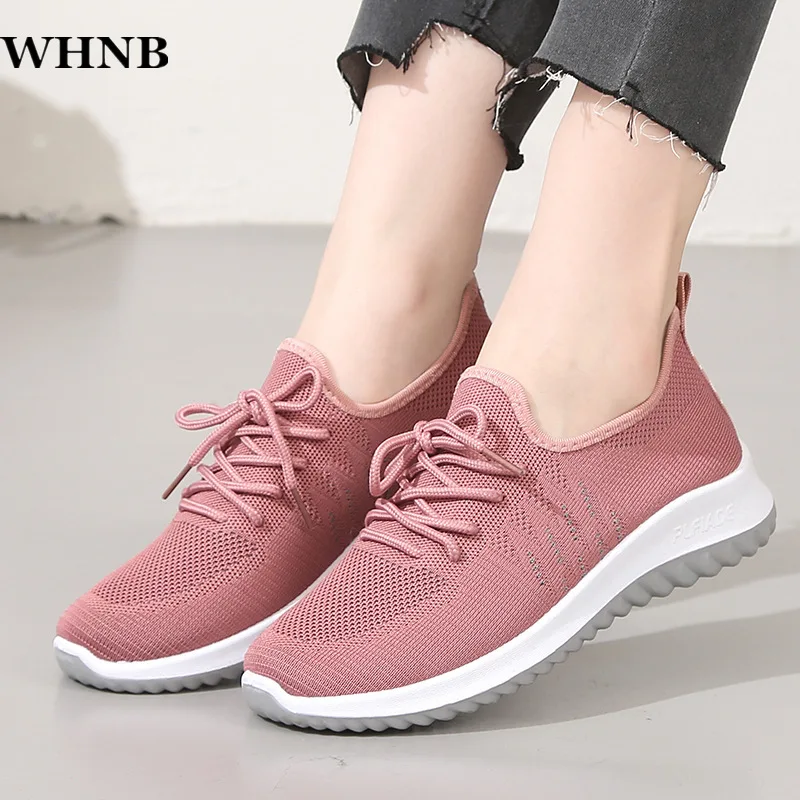 

2021 Women Sneakers Sock Shoes Trainers White Sneakers Vulcanized Shoes Mesh Lace up Tenis Feminino Flat Chaussures Femme