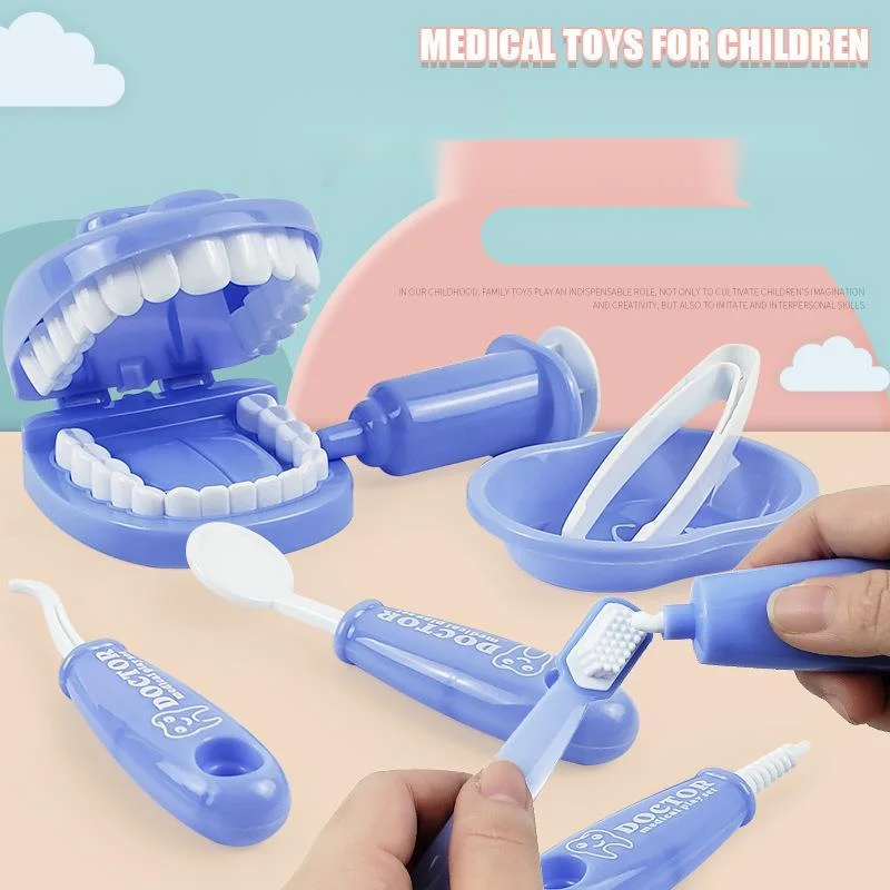 

9Pcs/Set Kids Educational Pretend Play Dental Scene Toys Preschool Teaching Brushing Game Baby Check Teeth Model Medical Kit