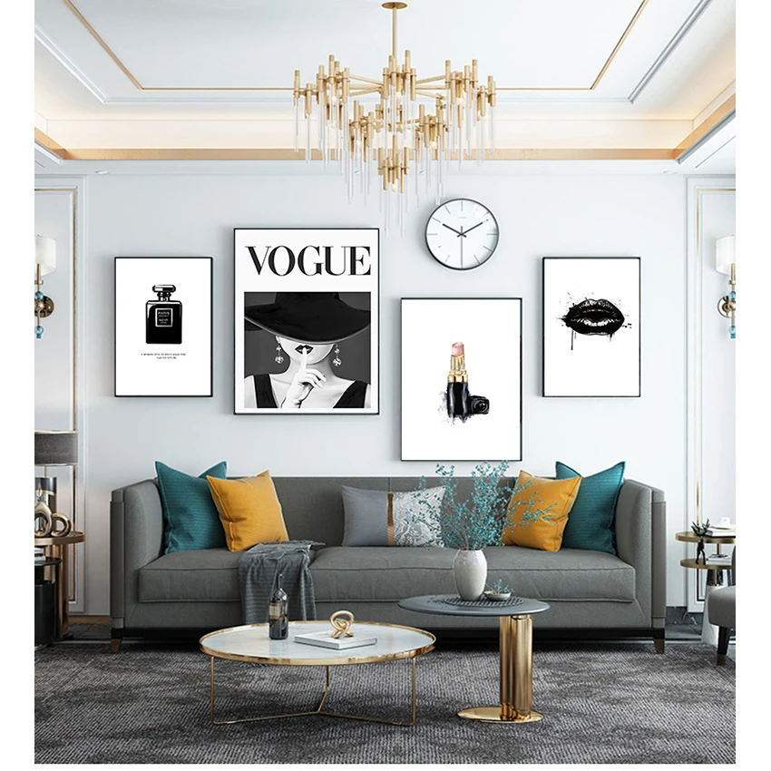 

Картина для гостиной домашний декор Современная Настенная картина губы Vogue парфюм скандинавский s и принты настенная Картина на холсте