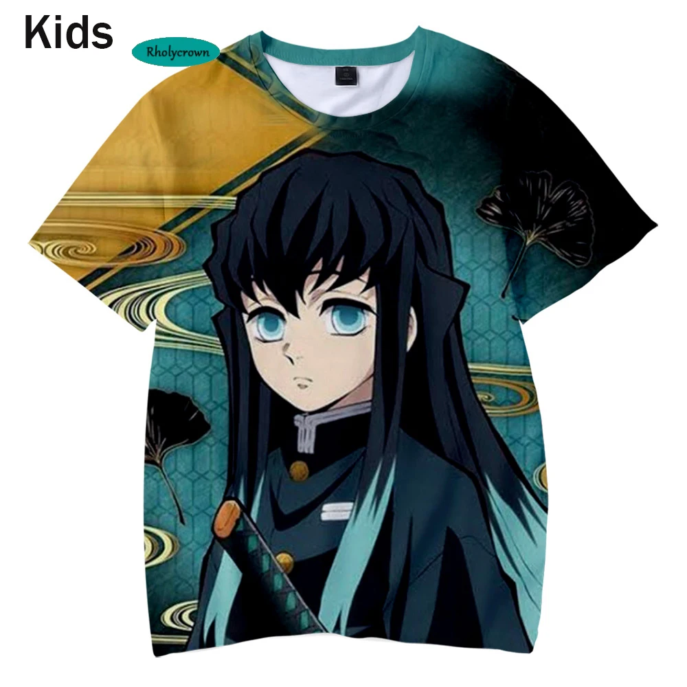 

Летняя детская футболка с 3D принтом комиксов, рассекающий демонов, модные футболки для мальчиков и девочек, популярная детская повседневна...