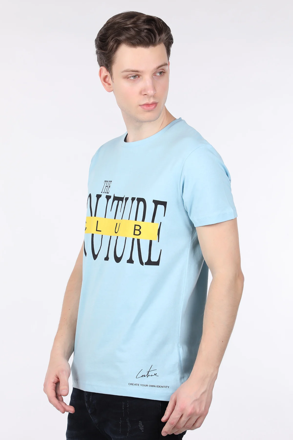 

Men's Blue Couture Printed Bicycle Neck T-shirt