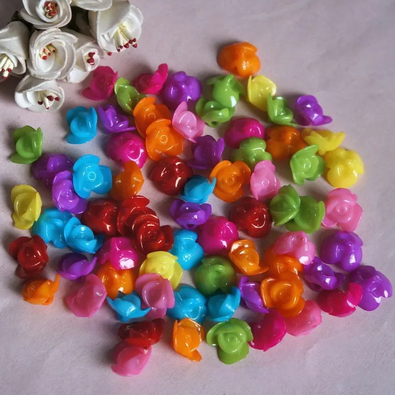 30Pcs/Lot 10x17mm Mixed Color Dorsal Hole Flower Shape Beads For Jewelry Making DIY Bracelet Necklace Accessories