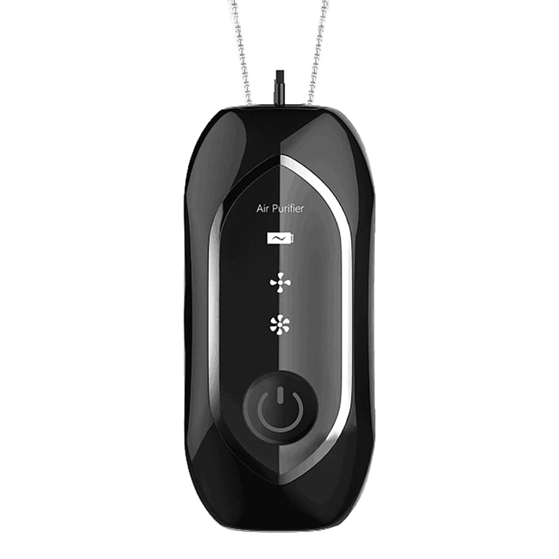 

Mini Hanging Neck Air Purifier, Stylish Personal Wearable Portable Necklace Air Purifier Negative Ion Generator Black
