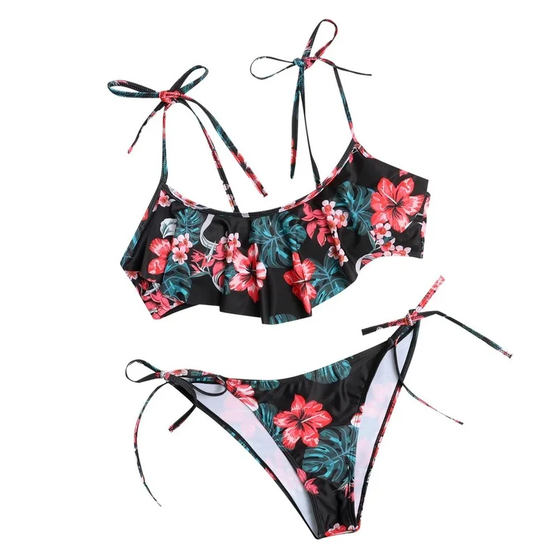 

2021 New Sexy Swimsuit Two Piece Bikini Print Set Bathing Suits Woman