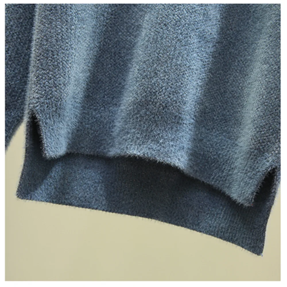 Свитер женский шерстяной однотонный с высоким воротником Осень-зима 2019 | Женская