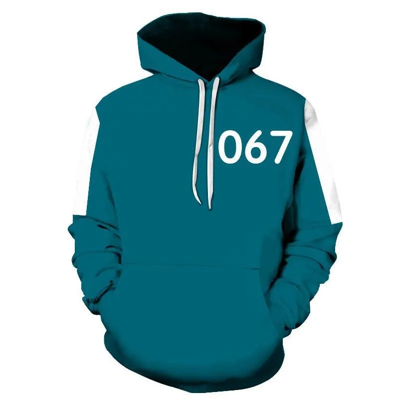 

Newest Squid Game 3D Hoodie Round Six Men Women Costumes Cosplay Sports 067 Printed Pocket Sweatshirts Autumn Outwear Pullovers