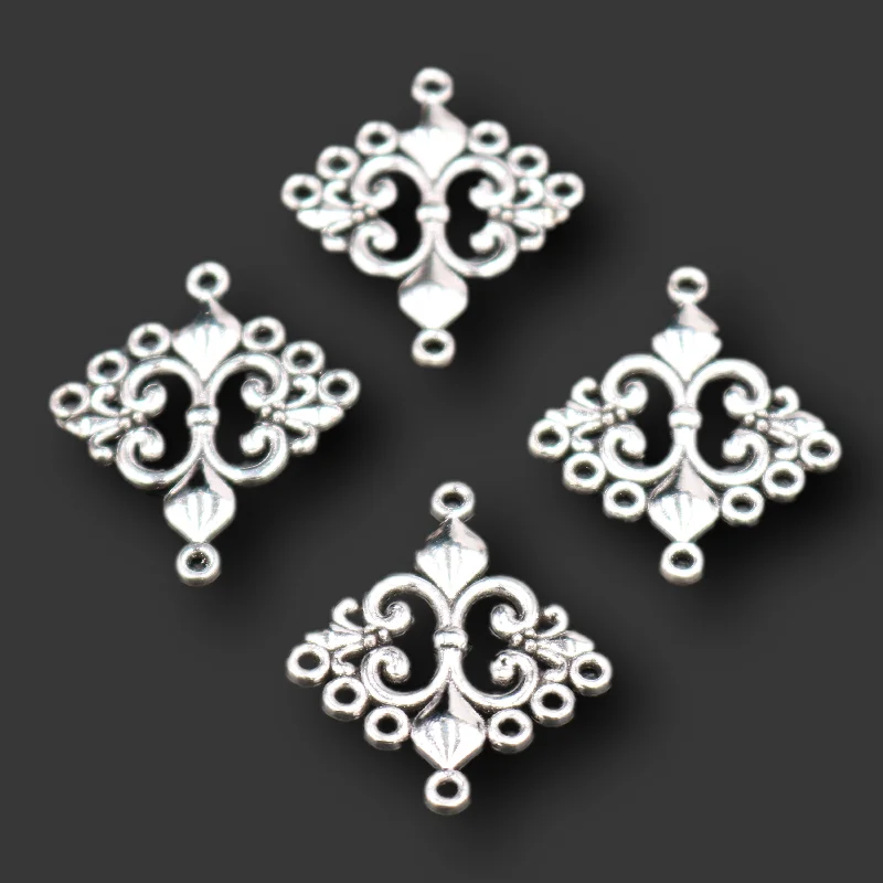 

8pcs Silver Plated Vintage Baroque Style Spear Tip Connectors DIY Charm Bracelet Earrings Jewelry Crafts Making 36*30mm M992