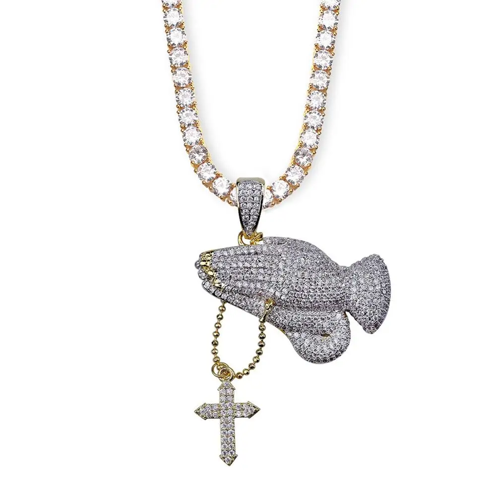Хип хоп многослойное ожерелье золотого и серебряного цвета крест Иисус Дева