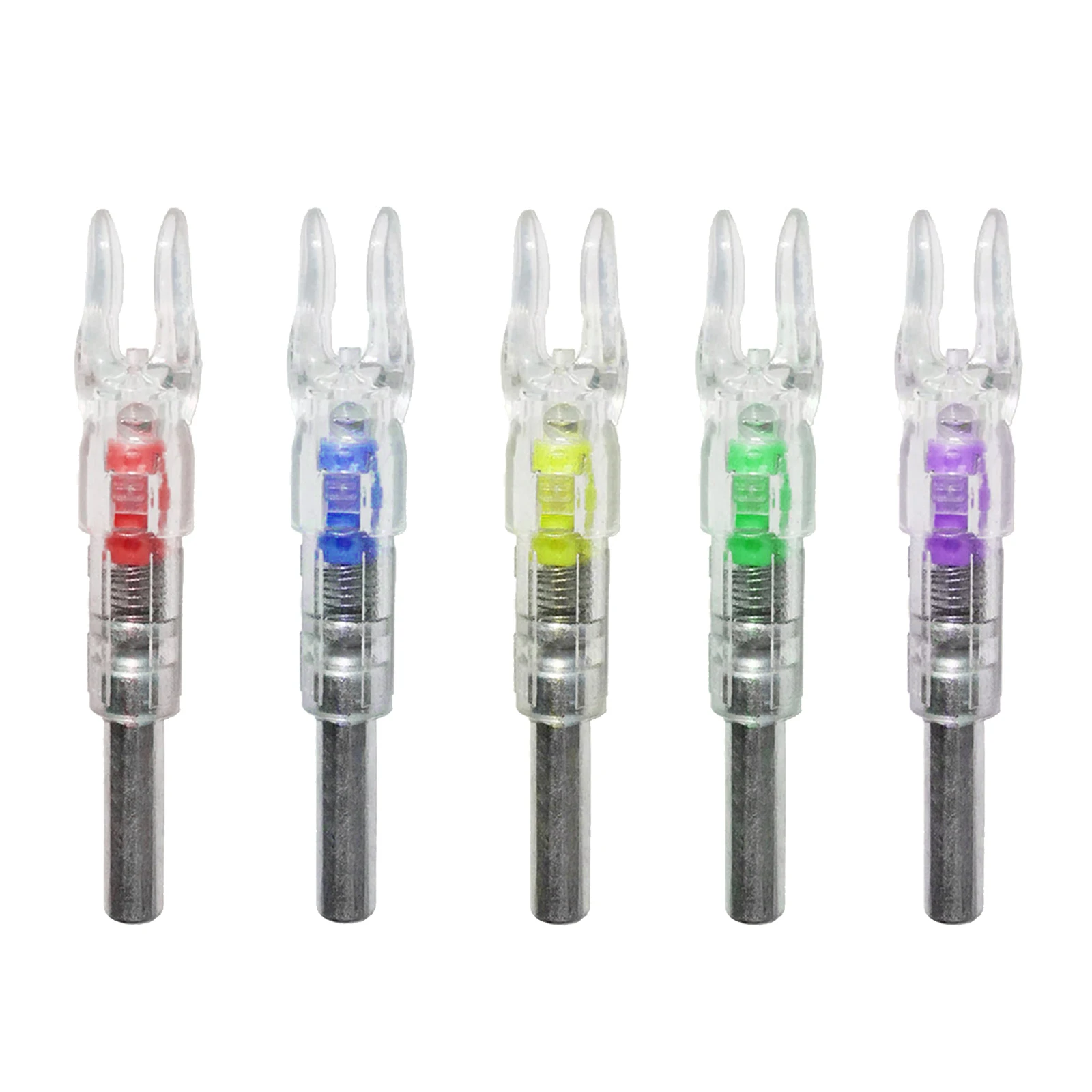 

6pcs Automatically Luminous Arrow Nock Tail Hunting Shooting Fit 5.3mm Arrow Shaft Lighted Bow LED Glowing Arrow Nock Tail