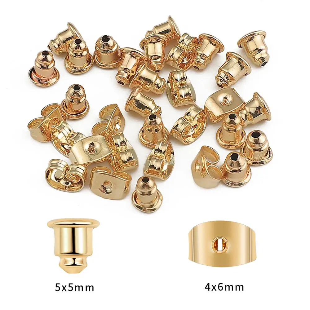 50pcs/lot 18K Gold Plated Earring Studs Backs Stopper Scrolls Ear Post Butterfly Ear Plug Earring Backs Jewelry Making Supplies
