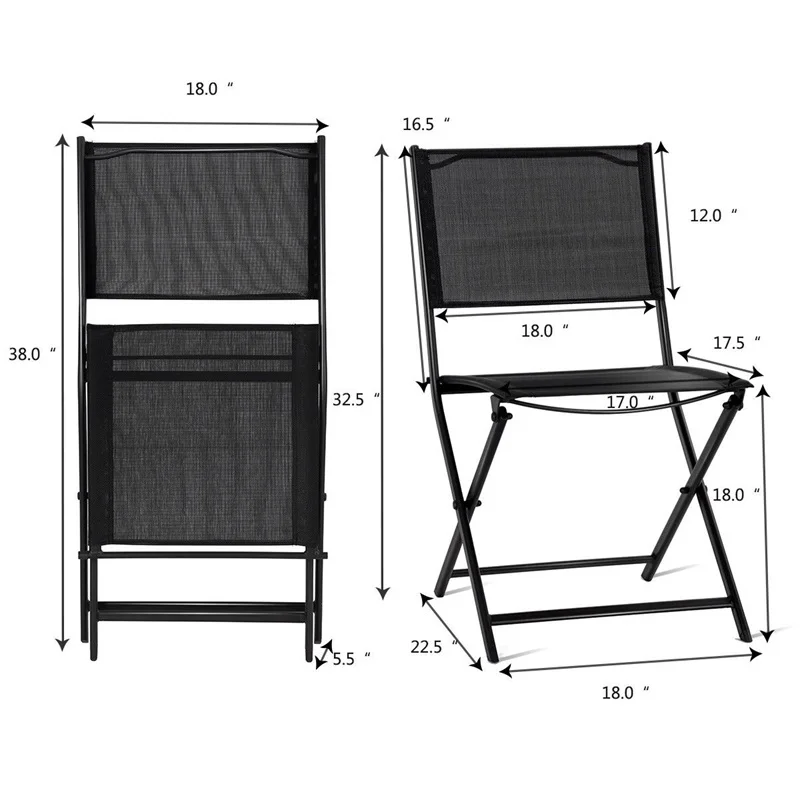 

Set of 4 Outdoor Patio Folding Sling Chairs Textile Fabric Steel Tube Outdoor Chair Set Lightweight Beach Style Furniture Sets