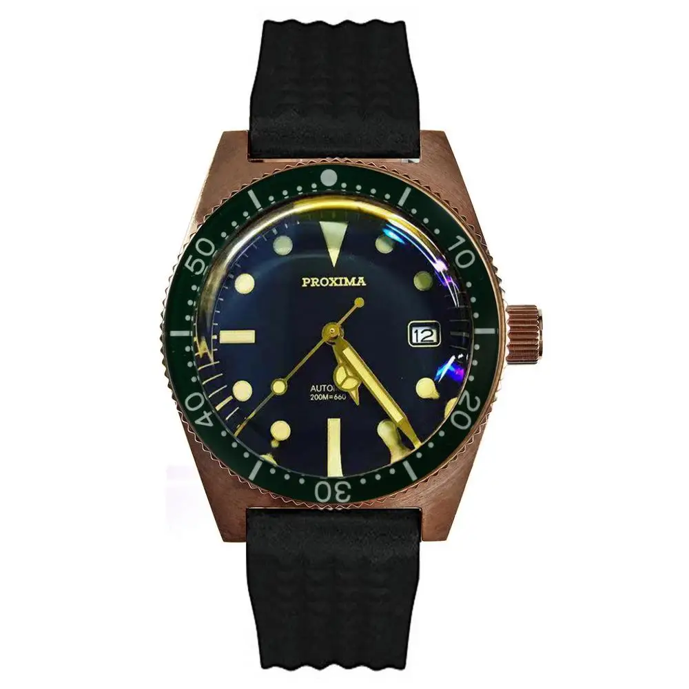 Часы мужские автоматические бронзовые водонепроницаемые механические наручные