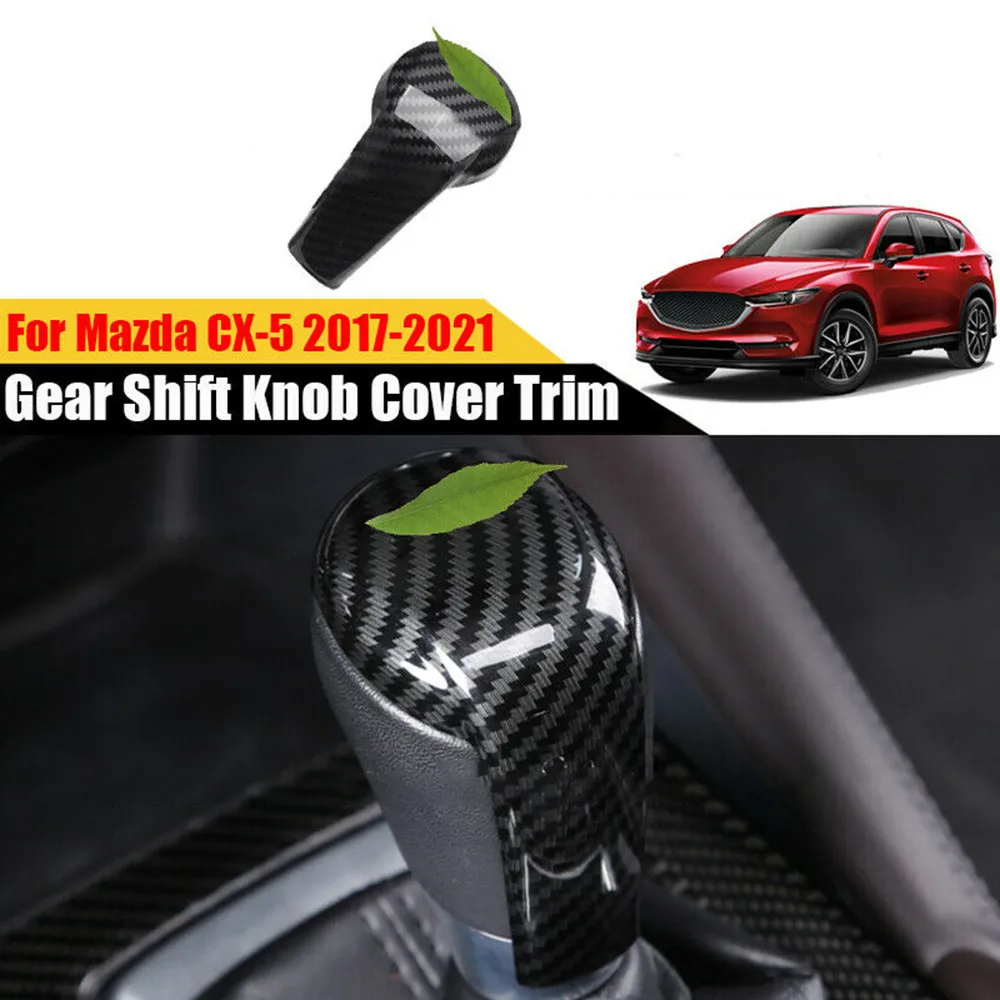 

1PCS Gear Shift Knob Cover Car Carbon Fiber Black For Mazda CX-5 2017-2021 Parts Replacement