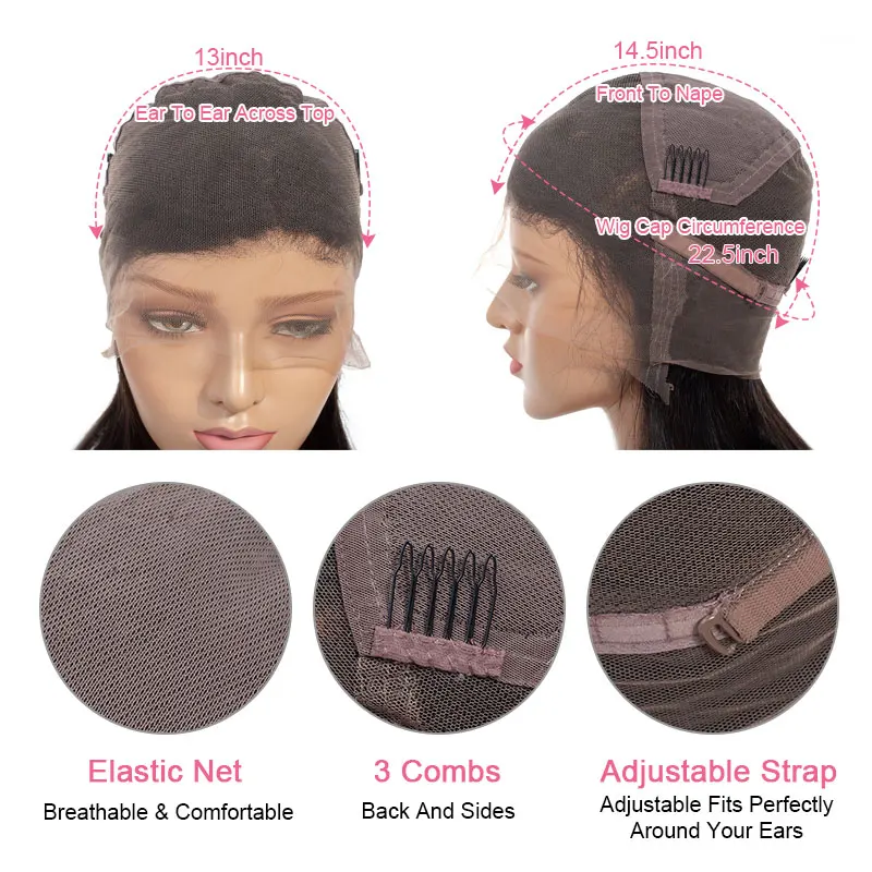

Straight Wig Remy Virgin Brazilian hair Wig 360 Lace Frontal Wig Pre Plucked Glueless Full Lace Wigs Human Hair With Baby Hair