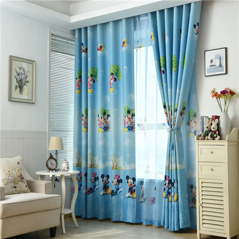 Гостиная детская спальня мультфильм Микки Маус Тюлевая занавеска с рисунком