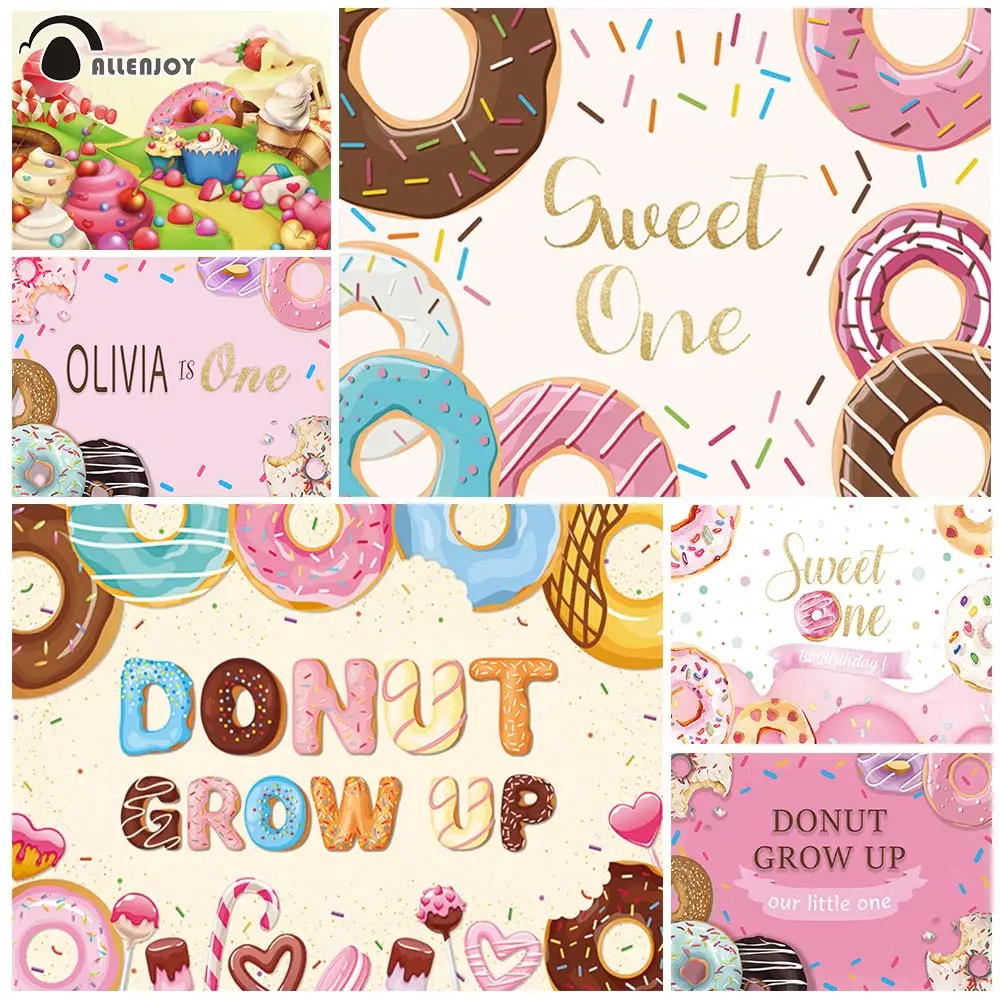 

Фон для фотосъемки новорожденных с изображением пончика и десерта