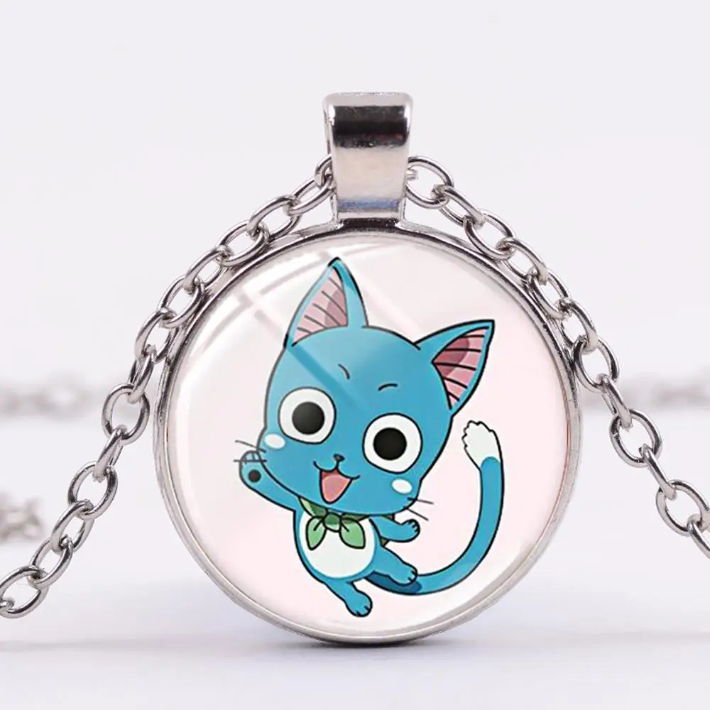 Горячее аниме ожерелье с хвостом Феи для мужчин и женщин стеклянный кабошон