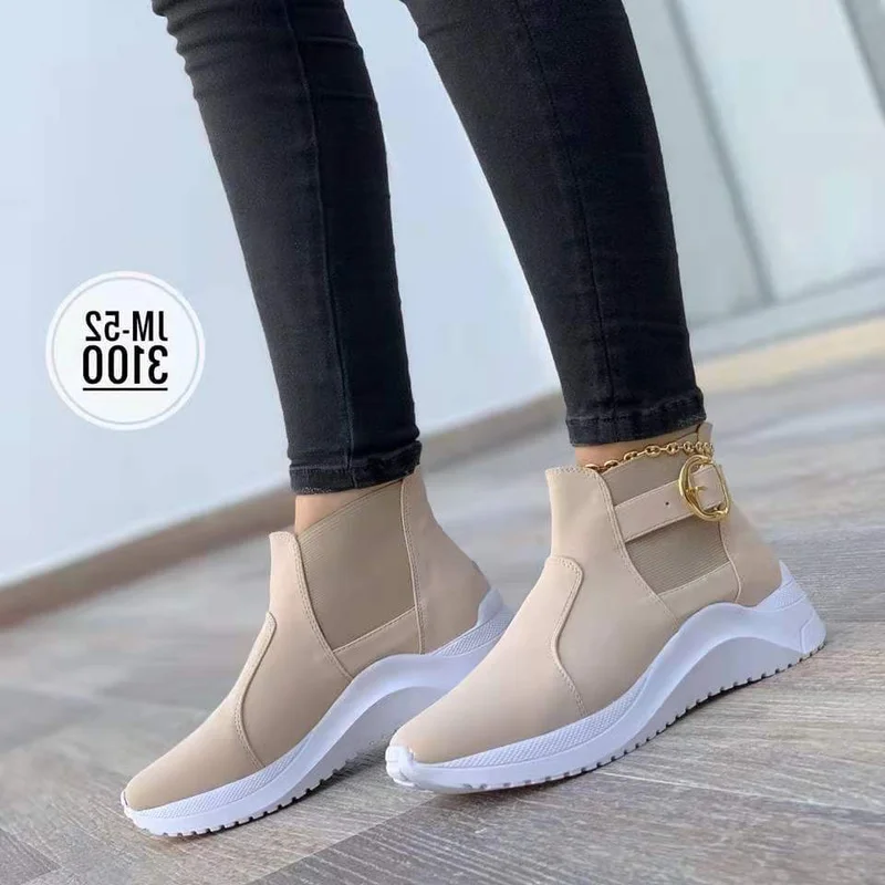 

Women Shoes Fashion Spring Autumn Round Toe Slip Onfaux Suede Casual Buckle Comfortable Zapatillas Mujer Women's Sneakers KZ255