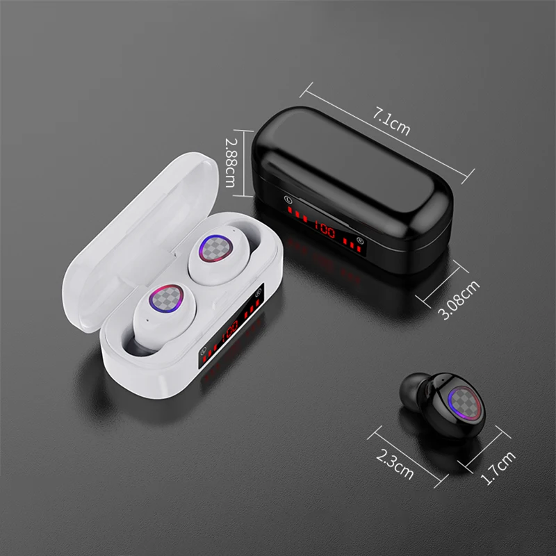 

5.0 Touch Wireless V7 Bluetooth Headphones Gaming Sport Earbuds For Iphone Android Music Headset 300mAh LED Display Charging box