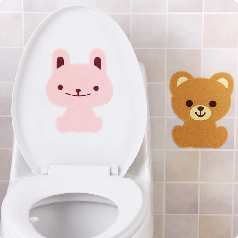 

1Pc Creative Cartoon Toilet Deodorant Sticker Eco-friendly Thickened Non-woven Bear Rabbit Frog Pattern Toilet Room Stickers