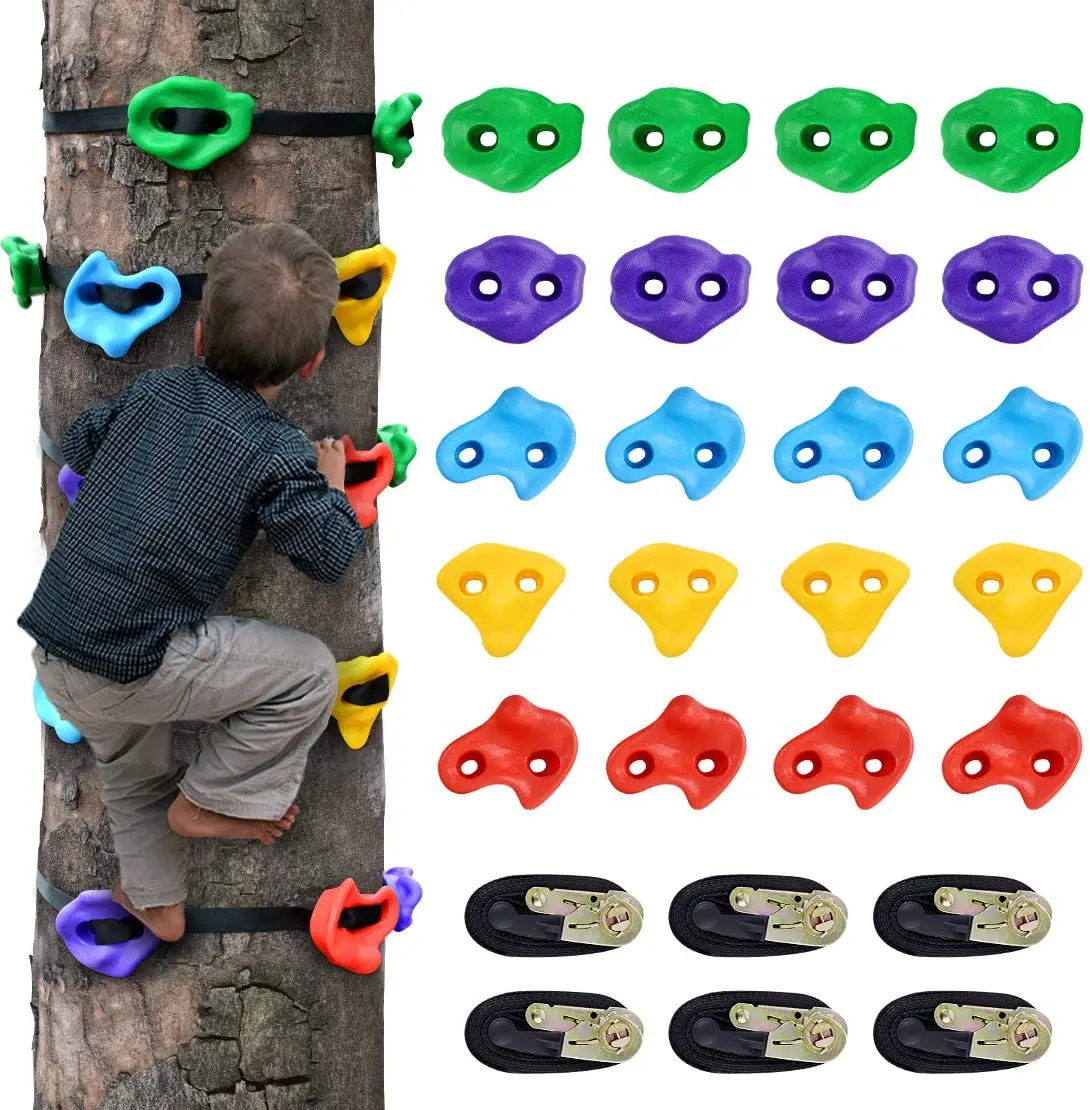 

12/20 Ninja Tree Climbing Holds for Kids Climber, Adult Climbing Rocks with 6 Ratchet Straps for DIY Rock Climbing Wall