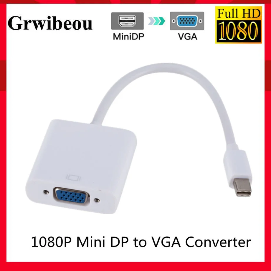 

GRWIBEOU Mini DP to VGA Converter Cables 1080P Thunderbolt MINI Display Port to VGA Converter Mini DP to VGA Converter Adapter