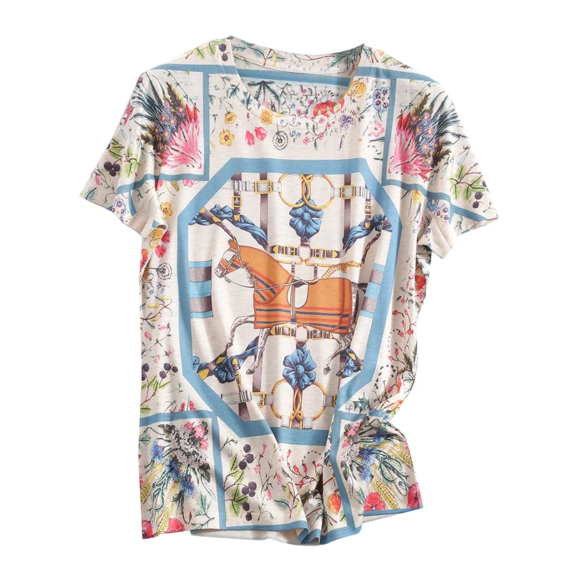 Новая футболка с принтом граффити круглым воротником и коротким