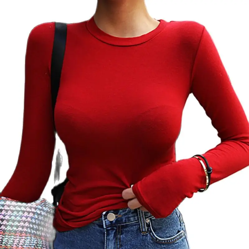 

Женская хлопковая футболка с длинным рукавом, однобортная футболка с длинным рукавом, весна 2021