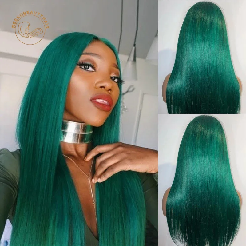 Color Hair Lace Frontal Wigs Green Pink Yellow Royal Blue 13X4 Lace Front Wig Full Density Colored Human Hair Wigs