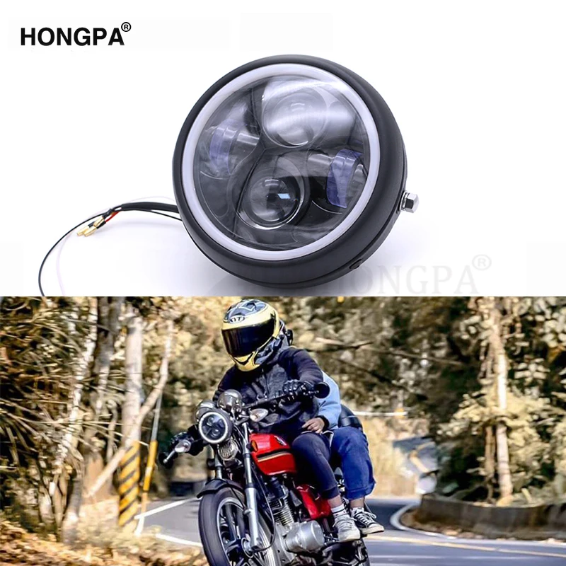 Ретро 6 5 ''светодиодная фара мотоцикла Мото налобный кронштейн ангельское