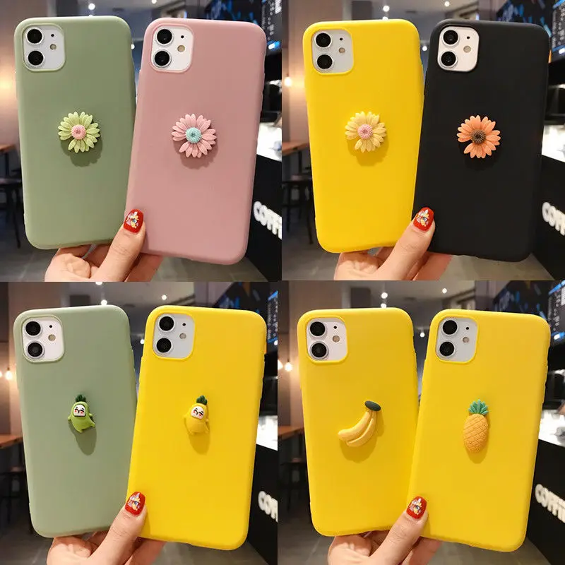 

3D Banana Pineapple Decor Phone Case on For iPhone 11 XS Max XR X 6 6S 7 8 Plus SE 2020 Silicone Soft Protective Case Cover