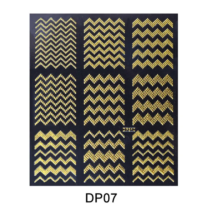 Золотой 3D металлический стикер для дизайна ногтей металлические полоски