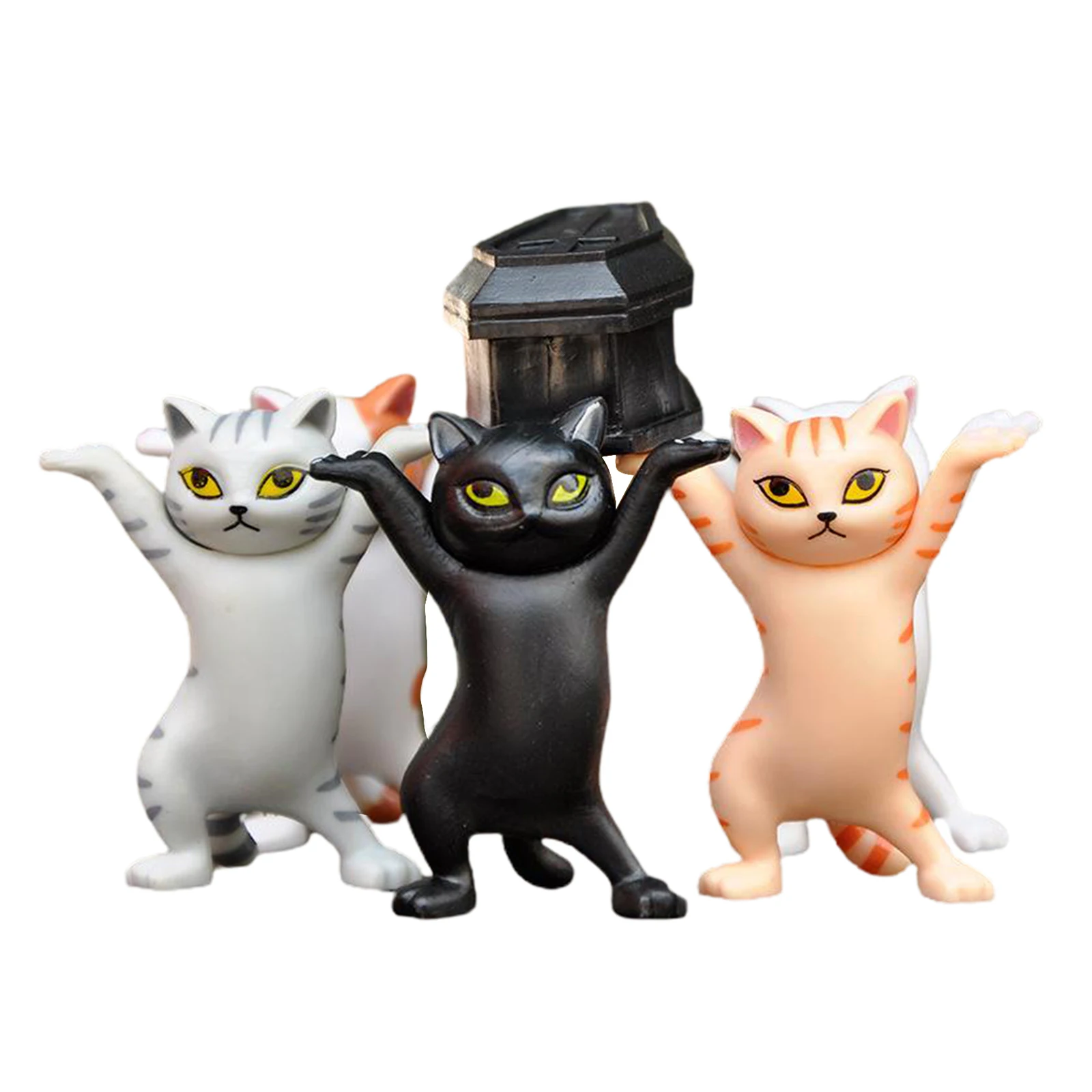 

5 Pcs Cat Funny Toys Kitty Ornament Desktop Collectible Tiny Animal Home Decor