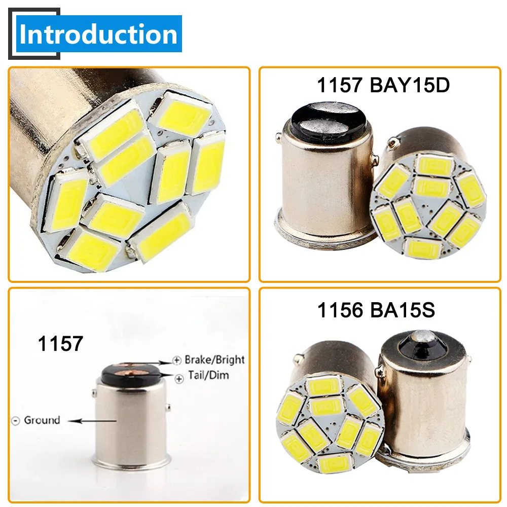 10 шт. 1156 BA15S P21W 5730 9 SMD Led 1157 BAY15D 3156 3157 7440 7443 лампочка резервный индикатор Заднего