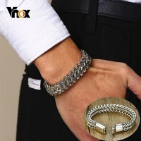 vnox punk 12 5mm wave link chain bracelets for men stainless steel never fade wristband rock cool male pulseira