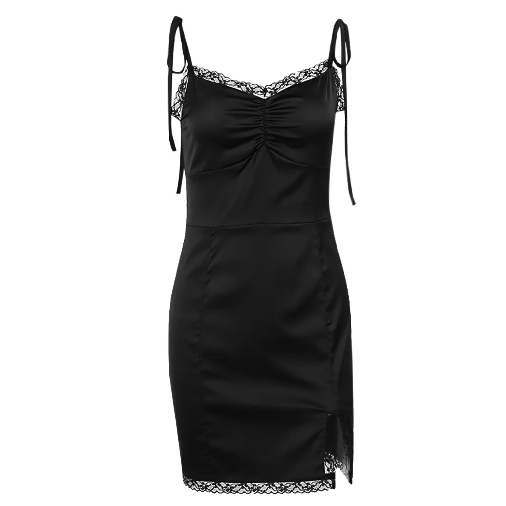 

Summer 2020 Sexy Lace dress Women's Spring Suspender Off Shoulder Lace Panel Sexy Slim Dress V-neck buttons Fashion Dress
